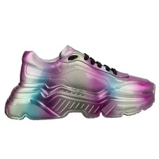 Dolce & Gabbana Homme Cuir Verni Baskets Daymaster Argent Rose 44 UK 10 US 11