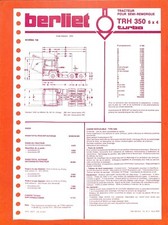 BERLIET / TRH 350 6X4 TURBO / TRACTEUR ROUTIER / FICHE TECHNIQUE de 1978