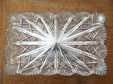 Bel Ancien Plat, Plateau en Cristal Taillé Rectangulaire Vintage