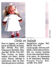 T 15   PATRON POUPEE" CECILE  MODES ET TRAVAUX"" AVRIL 1991