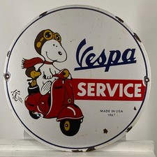 Plaque émaillée Piaggio Vespa - Ø 50 cm (19,7") - Rare décoration murale...