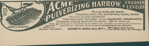 1898 acme pulverizing harrow - acme,