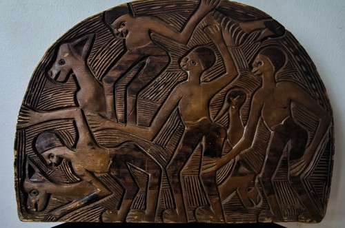 Plateau sculpté africain - sculpté,