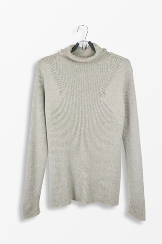 Pull gris col - roulé, en
