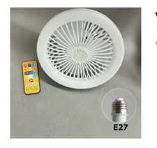 Ventilateur de plafond E27 avec lumière LED & télécommande, 3 en 1, design blanc
