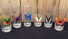 6 Verres  à orangeade Vintage  Décor Papillons  - Lepidoptérophilie