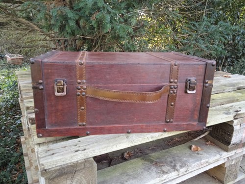 Valise mallette coffre bois - mallette,