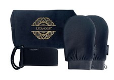 Cadeau NOIR exfoliants 2 Gant avec Sangle lave dos noir crin Kessa gommage corps