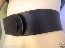 VINTAGE LARGE CEINTURE CUIR NOIRE COUTURE TRES FEMININE MARQUE LA TAILLE 70cm