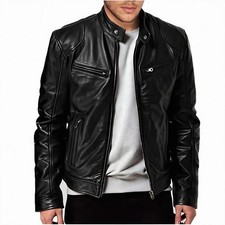 Veste en cuir de motard noir