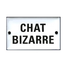 Plaque humoristique  émaillée bombée  6x10 cm : CHAT BIZARRE