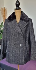 Manteau Court Camaïeu Taille 44 Laine Mélangée Doublée Peu Porté