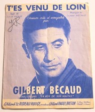 Partition vintage sheet music GILBERT BECAUD : T'es Venu De Loin * 60's Amade