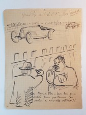 "Grand prix de l'ACF-1923", DESSIN ORIGINAL, CARICATURE,AUTO MOBILE CLUB