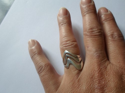 Bague argent massif vagues - en,