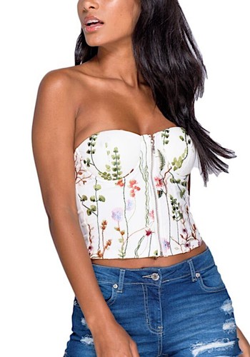 Bustier corset femme brodé - bustier,