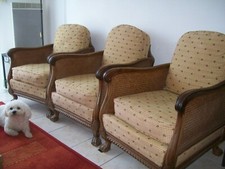 LOT DE 3 FAUTEUILS CANNÉS STYLE CHIPPENDALE