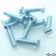 Vis tete fraisee plate M6x25mm fente acier galva bleu DIN963 Reisser (lot de 10)