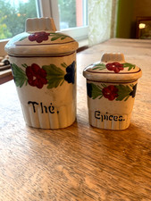 FAIENCERIE NIDERVILLER 2 POTS A EPICES FAIENCE FLEURIE