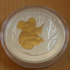 Australia 1$ Koala 2013 gilded silver 99.9% 1 oz silver coin in capsule (argent)