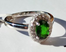 2,45g Bague Diopside Chrome et zirconium argent tailles 54 et 57