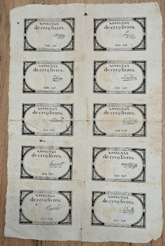 Livres assignat 10 - assignat, du