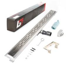 Caniveau Lignes Fente 900x70mm Gouttière Avec Inox Siphon Grille Filtrante