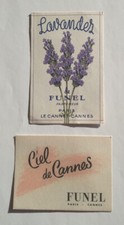 LOT DE 2 CARTES PARFUMS FUNEL PARIS CANNES LE CANNET LAVANDES CIEL DE CANNES TBE