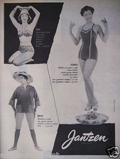 PUBLICITÉ 1955 JANTZEN MAILLOT UNE PIÈCE MARINIÈRE 2 PIÈCES BAIN - ADVERTISING