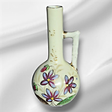 Vintage Ceramic Soliflore Vase With Cyclamen Decor  France 1960s hand painted