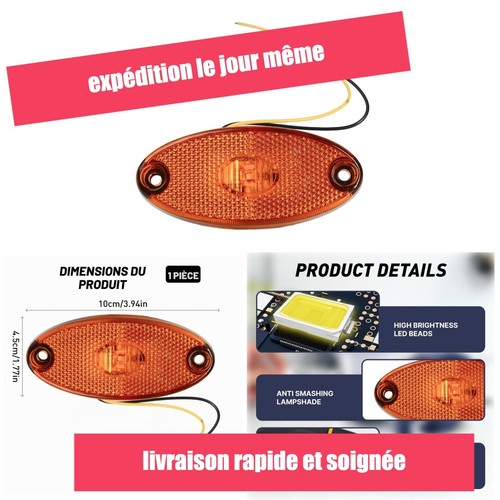 Feu gabarit led ambre 12v - de,