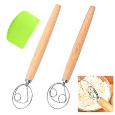 3 Pièces Fouet Pâte à Pain 13" Mélangeur de Pâte à Pain Fouet de Cuisine Dano...