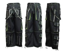 Pantalon cargo gothique en coton noir : pantalon streetwear punk rock avec br...