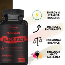 Maca Noire Péruvienne 30000mg - Énergie Et Endurance, Booster De Testostérone