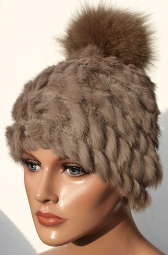 Fourrure bonnet tricot pompon - tricot,