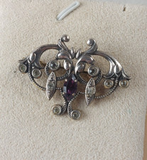 Ancienne broche, art nouveau, en argent / métal argenté