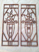 85 x 32 cm - Paire d'anciennes grilles de porte, en fonte, art déco
