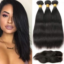 Tissage bresilien en lot avec closure meches bresiliennes tissage humain liss...