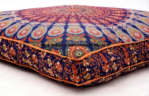 Coussin sol mandala paon - coussin, de