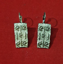 BOUCLES D'OREILLES VINTAGE - METAL DORE PLAQUE RECTANGLE