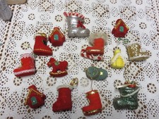 Lot Noël sujets à suspendre sapin, bottes, maisons, vintage