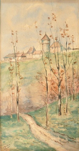 Paysage aquarelle signée - aquarelle,