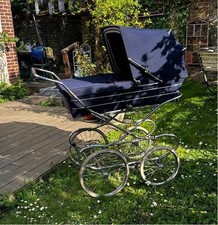 Landeau  anglais Ancien Marque Marmet bleu marine Très Bien Préservé