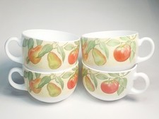 Ancien lot 4 Bols Mugs POMME POIRE ARCOPAL Fruit France Vintage Rare vaisselle