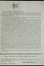 AUGIER DE MOUSSAC Des Bordes de Jansac FAIRE PART Chabot Grellet Tinguy 1907