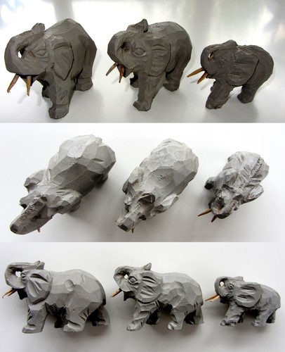Groupe eléphants pièce - groupe, 3