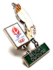 Pin's Belfort 09/01/92 Etape Flamme Jeux Olympique JO Albertville 1992