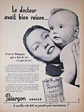 PUBLICITÉ DE PRESSE 1953 LAIT EN POUDRE PÉLARGON NESTLÉ POUR NOURRISSONS BÉBÉ