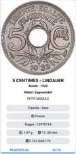 5 Centimes 1933 Lindauer AU55