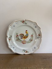 Ancienne Assiette Décorative COQ en Céramique Signé KG Saint Clément - Vintage